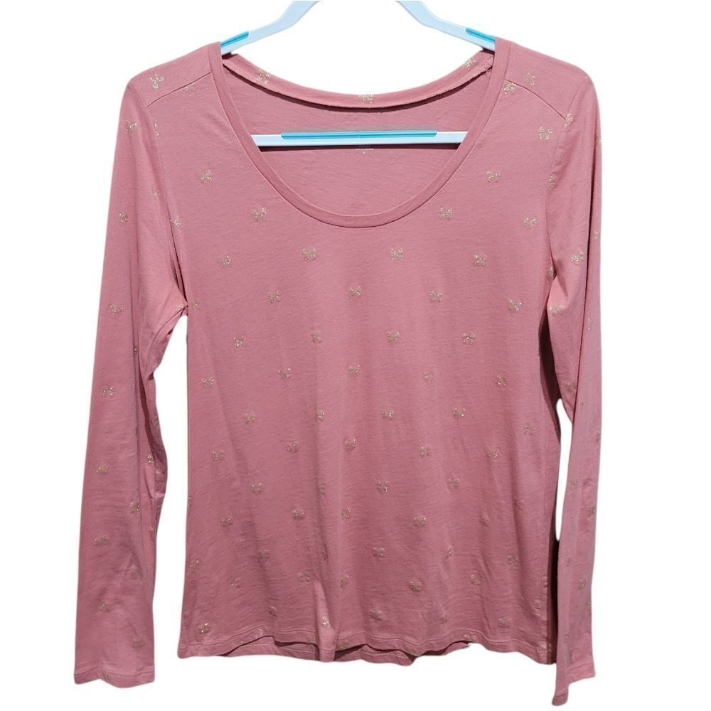 Pink with gold bow Loft long sleeve tee